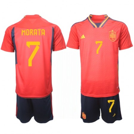 Spanje Alvaro Morata 7 Kind Thuistenue WK voetbal 2022